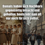 Damals haben sich Nachbarn gegenseitig besucht und geholfen, heute lebt man oft nur noch für sich selbst.
