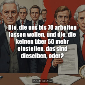 Die, die uns bis 70 arbeiten lassen wollen, und die, die keinen über 50 mehr einstellen, das sind dieselben, oder?