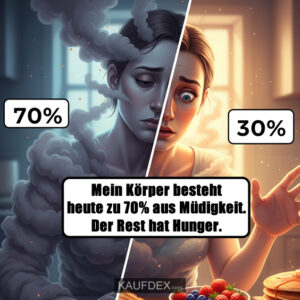 Mein Körper besteht heute zu 70% aus Müdigkeit. Der Rest hat Hunger.