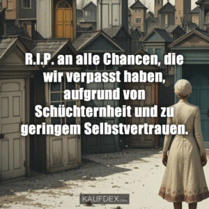 R.I.P. an alle Chancen, die wir verpasst haben, aufgrund von Schüchternheit und zu geringem Selbstvertrauen.