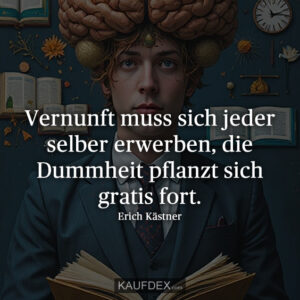 Vernunft muss sich jeder selber erwerben, die Dummheit pflanzt sich gratis fort. - Erich Kästner
