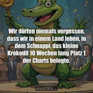 Wir dürfen niemals vergessen, dass wir in einem Land leben, in dem Schnappi, das kleine Krokodil 10 Wochen lang Platz 1 der Charts belegte.