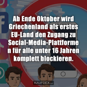 Ab Ende Oktober wird Griechenland als erstes EU-Land den Zugang zu Social-Media-Plattformen für alle unter 16 Jahren komplett blockieren.
