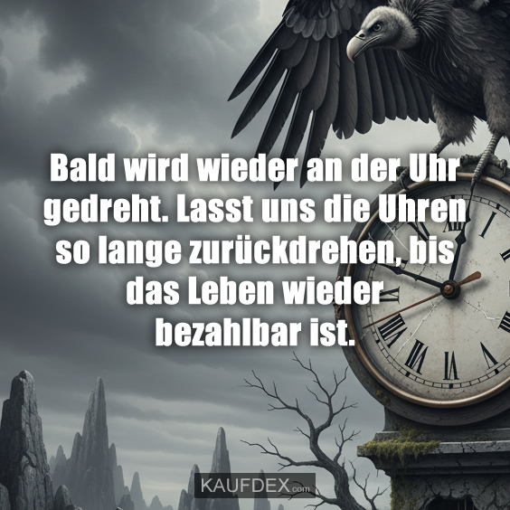 Bald wird wieder an der Uhr gedreht. Lasst uns die Uhren so lange zurückdrehen, bis das Leben wieder bezahlbar ist.