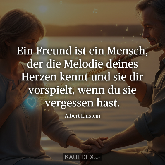 Ein Freund ist ein Mensch, der die Melodie deines Herzen kennt und sie dir vorspielt, wenn du sie vergessen hast. Albert Einstein