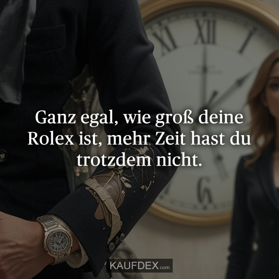 Ganz egal, wie groß deine Rolex ist, mehr Zeit hast du trotzdem nicht.