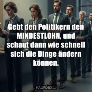 Gebt den Politikern den MINDESTLOHN, und schaut dann wie schnell sich die Dinge ändern können.
