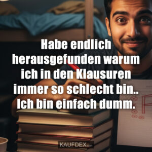 Habe endlich herausgefunden warum ich in den Klausuren immer so schlecht bin.. Ich bin einfach dumm.