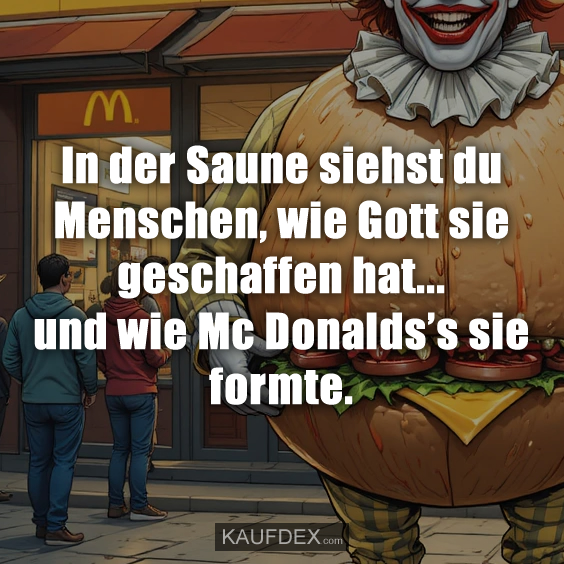In der Saune siehst du Menschen, wie Gott sie geschaffen hat... und wie Mc Donalds’s sie formte.