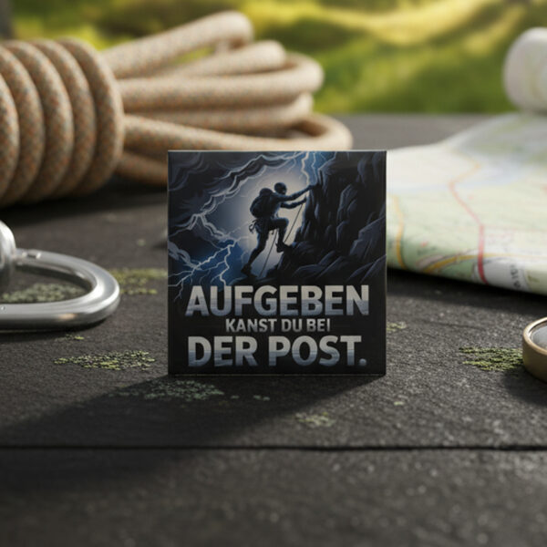 Fotomagnet Spruch Aufgeben kannst du bei der Post Bergsteiger im Sturm Fotomagnet Spruch Aufgeben kannst du bei der Post Bergsteiger im Sturm