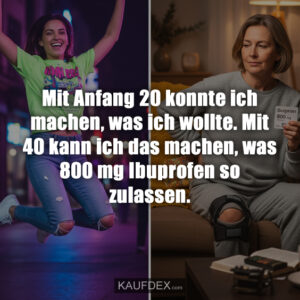 Mit Anfang 20 konnte ich machen, was ich wollte. Mit 40 kann ich das machen, was 800 mg Ibuprofen so zulassen.