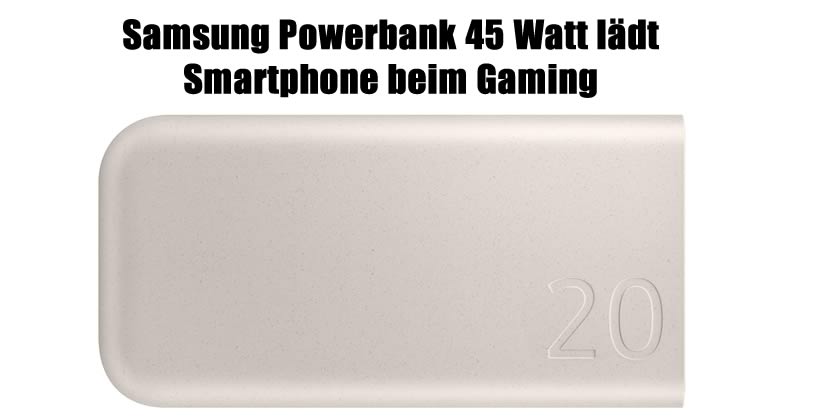 Mit der Samsung 20.000 mAh Powerbank lädst du dein Handy dank 45W blitzschnell auf – perfekt für Gaming und Livestreaming. Entdecke grenzenlose Energie für unterwegs!