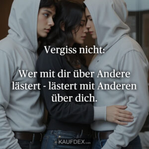 Vergiss nicht: Wer mit dir über Andere lästert - lästert mit Anderen über dich.