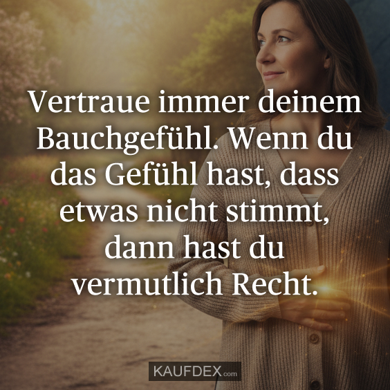 Vertraue immer deinem Bauchgefühl. Wenn du das Gefühl hast, dass etwas nicht stimmt, dann hast du vermutlich Recht.