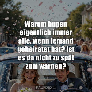Warum hupen eigentlich immer alle, wenn jemand geheiratet hat? Ist es da nicht zu spät zum warnen?