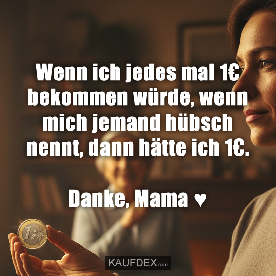 Wenn ich jedes mal 1€ bekommen würde, wenn mich jemand hübsch nennt, dann hätte ich 1€. Danke, Mama ♥