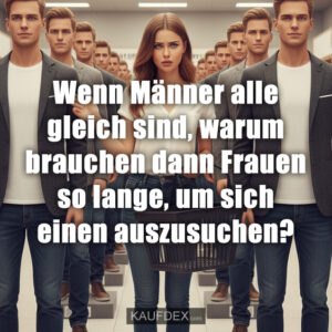 Wenn Männer alle gleich sind, warum brauchen dann Frauen so lange, um sich einen auszusuchen?