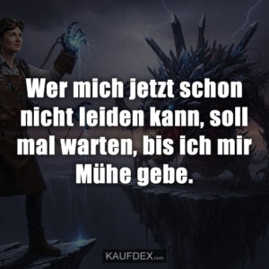 Wer mich jetzt schon nicht leiden kann, soll mal warten, bis ich mir Mühe gebe.