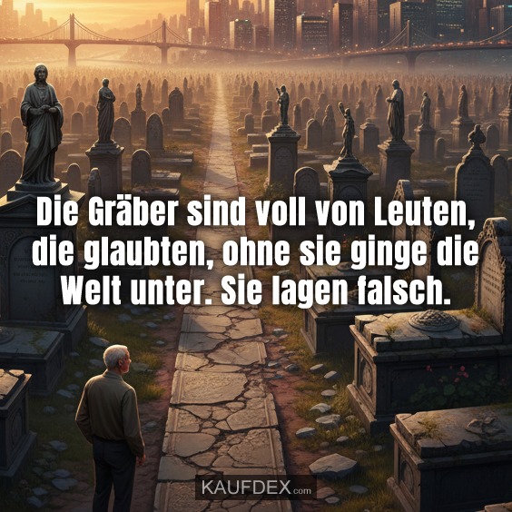 Die Gräber sind voll von Leuten, die glaubten, ohne sie ginge die Welt unter. Sie lagen falsch.