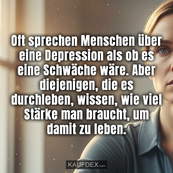 Oft sprechen Menschen über eine Depression als ob es eine Schwäche wäre. Aber diejenigen, die es durchleben, wissen, wie viel Stärke man braucht, um damit zu leben.