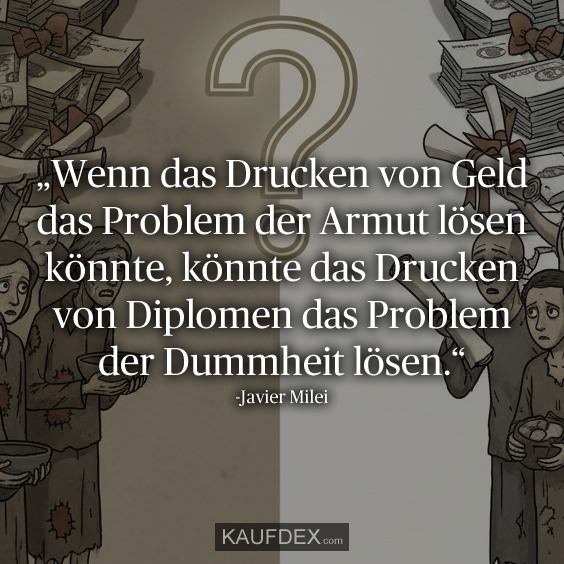 „Wenn das Drucken von Geld das Problem der Armut lösen könnte, könnte das Drucken von Diplomen das Problem der Dummheit lösen.“