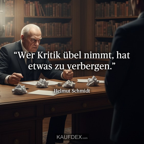 “Wer Kritik übel nimmt, hat etwas zu verbergen.” - Helmut Schmidt