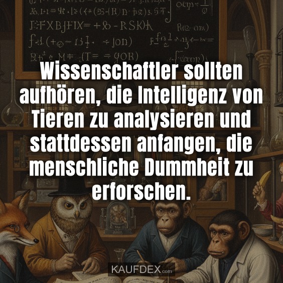 Wissenschaftler sollten aufhören, die Intelligenz von Tieren zu analysieren und stattdessen anfangen, die menschliche Dummheit zu erforschen.