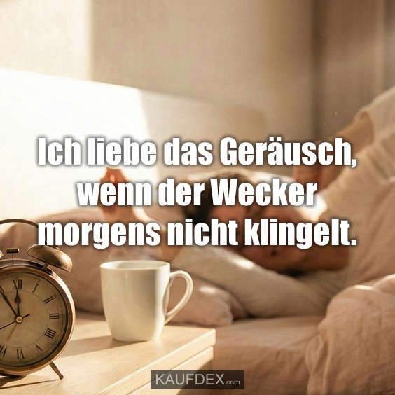 Ich liebe das Geräusch, wenn der Wecker morgens nicht klingelt.