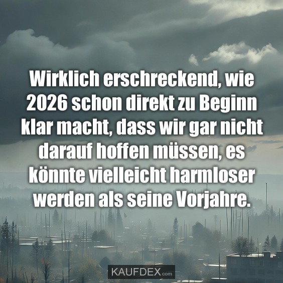 Wirklich erschreckend, wie 2026 schon direkt zu Beginn klar macht, dass wir gar nicht darauf hoffen müssen, es könnte vielleicht harmloser werden als seine Vorjahre.