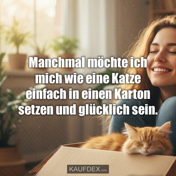 Manchmal möchte ich mich wie eine Katze einfach in einen Karton setzen und glücklich sein.