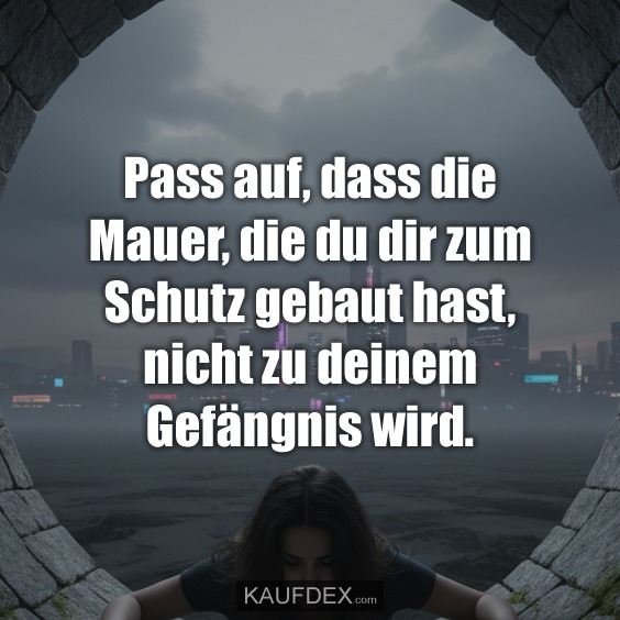 Pass auf, dass die Mauer, die du dir zum Schutz gebaut hast, nicht zu deinem Gefängnis wird.