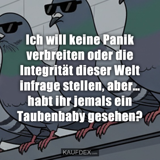 Ich will keine Panik verbreiten oder die Integrität dieser Welt infrage stellen, aber… habt ihr jemals ein Taubenbaby gesehen?