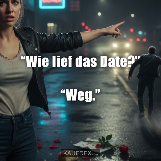 "Wie lief das Date?" "Weg."