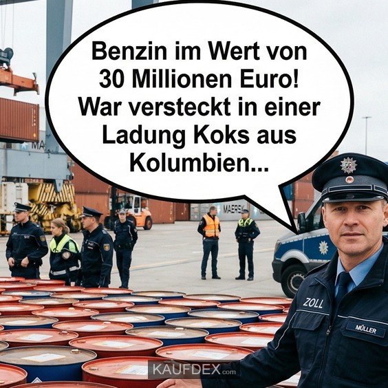 Benzin im Wert von 30 Millionen Euro! War versteckt in einer Ladung Koks aus Kolumbien...