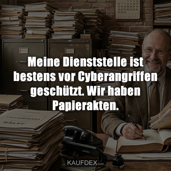 Meine Dienststelle ist bestens vor Cyberangriffen geschützt. Wir haben Papierakten.
