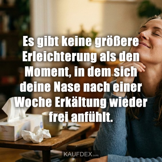 Es gibt keine größere Erleichterung als den Moment, in dem sich deine Nase nach einer Woche Erkältung wieder frei anfühlt.
