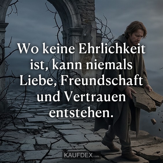 Wo keine Ehrlichkeit ist, kann niemals Liebe, Freundschaft und Vertrauen entstehen.