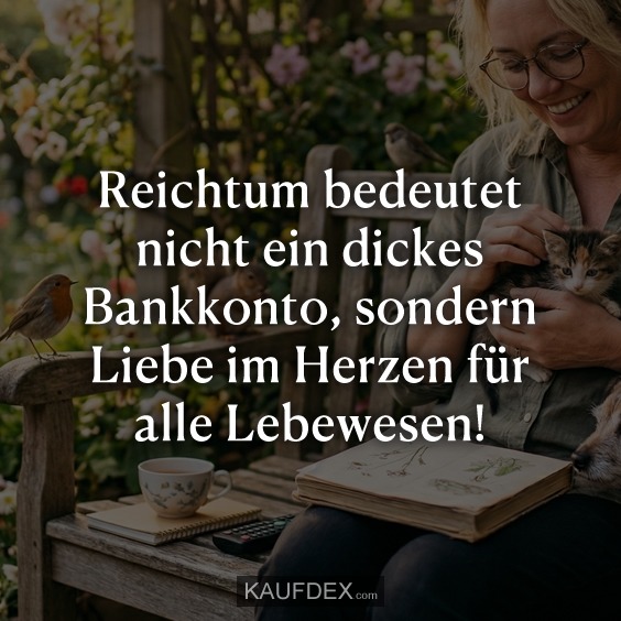Reichtum bedeutet nicht ein dickes Bankkonto, sondern Liebe im Herzen für alle Lebewesen!