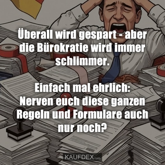 Überall wird gespart - aber die Bürokratie wird immer schlimmer. Einfach mal ehrlich: Nerven euch diese ganzen Regeln und Formulare auch nur noch?