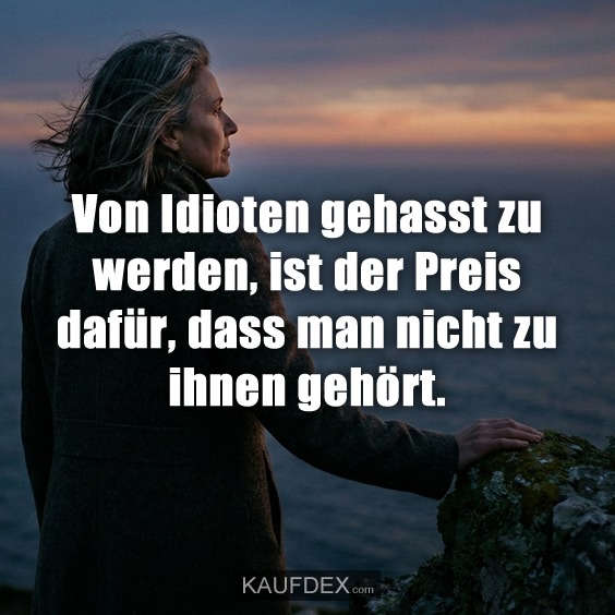 Von Idioten gehasst zu werden, ist der Preis dafür, dass man nicht zu ihnen gehört.
