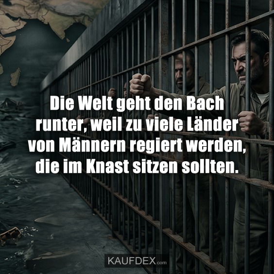 Die Welt geht den Bach runter, weil zu viele Länder von Männern regiert werden, die im Knast sitzen sollten.