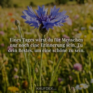 Eines Tages wirst du für Menschen nur noch eine Erinnerung sein. Tu dein Bestes, um eine schöne zu sein.
