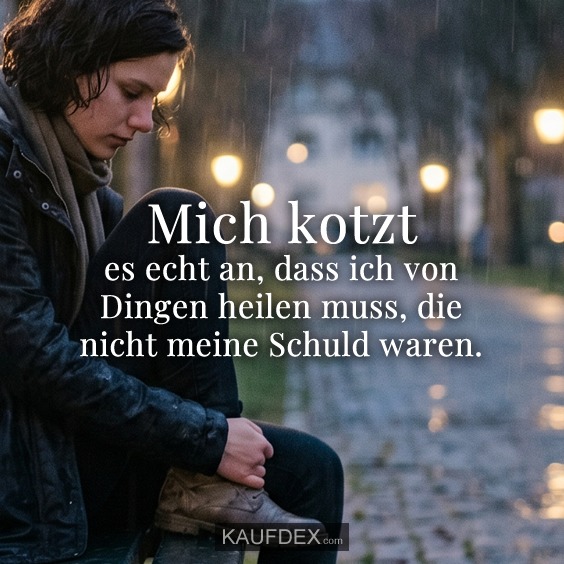 Mich kotzt alles an es echt an, dass ich von Dingen heilen muss, die nicht meine Schuld waren.