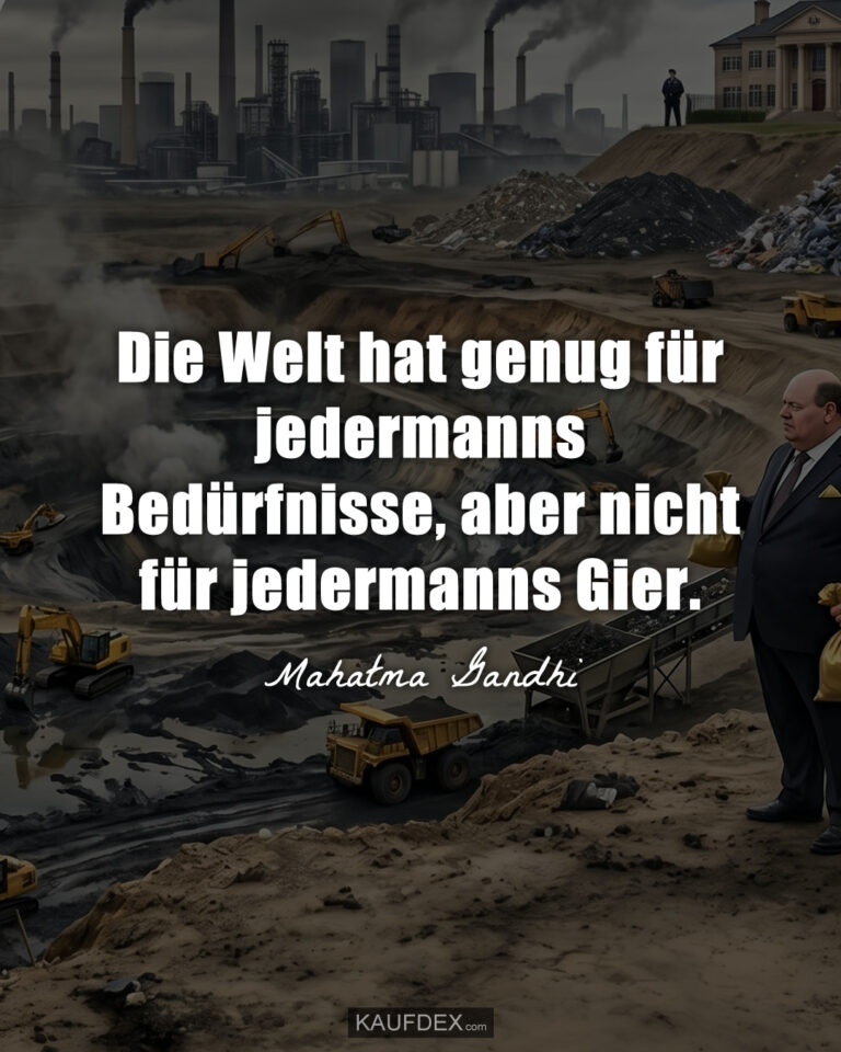 Genug für alle aber nicht für die Gier. Entdecke tiefgründige Zitate über Konsum und wahre Werte auf Kaufdex. Jetzt lesen und zum Nachdenken anregen lassen.