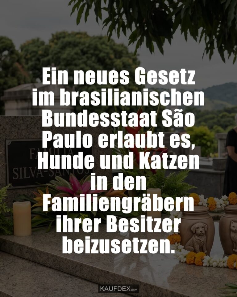 Ein neues Gesetz im brasilianischen Bundesstaat São Paulo erlaubt es, Hunde und Katzen in den Familiengräbern ihrer Besitzer beizusetzen.