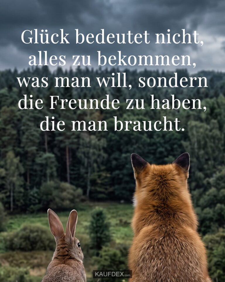 Glück bedeutet nicht, alles zu bekommen, was man will, sondern die Freunde zu haben, die man braucht.