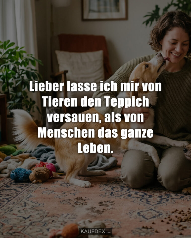 Lieber lasse ich mir von Tieren den Teppich versauen, als von Menschen das ganze Leben.