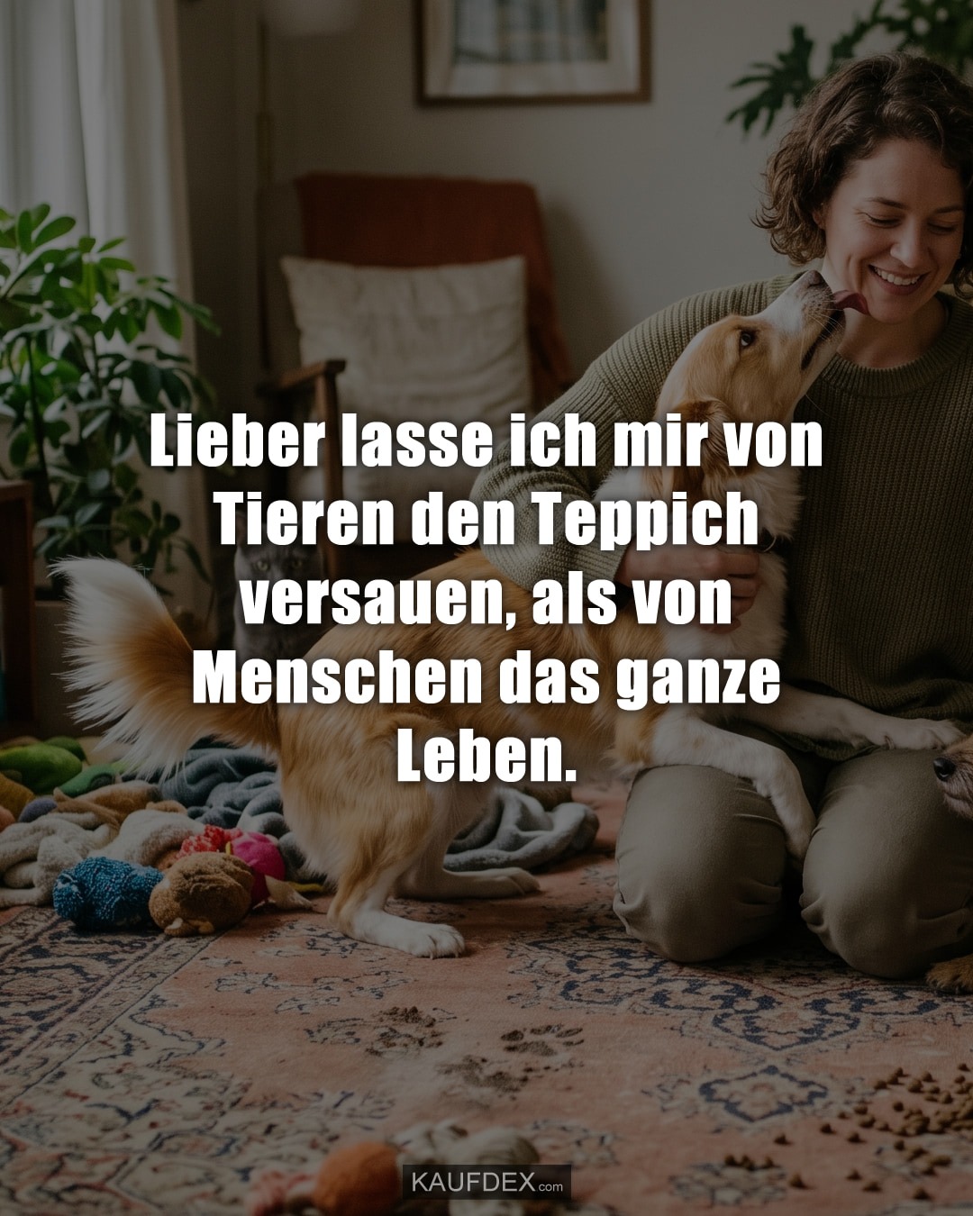 Lieber lasse ich mir von Tieren den Teppich versauen, als von Menschen das ganze Leben.