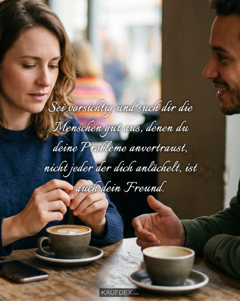 Sei vorsichtig und such dir die Menschen gut aus, denen du deine Probleme anvertraust, nicht jeder der dich anlächelt, ist auch dein Freund.