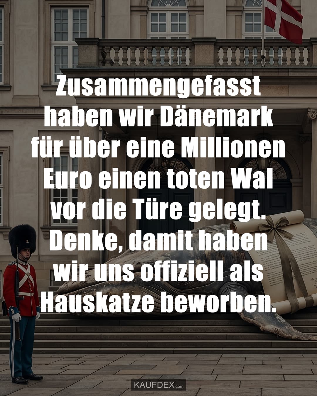 Zusammengefasst haben wir Dänemark für über eine Millionen Euro einen toten Wal vor die Türe gelegt. Denke, damit haben wir uns offiziell als Hauskatze beworben.